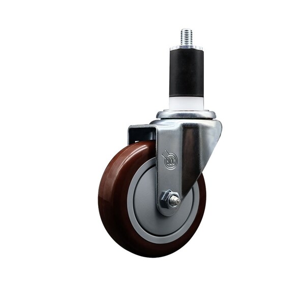 4'' Maroon Poly Wheel Swivel 1-1/2'' Expanding Stem Caster